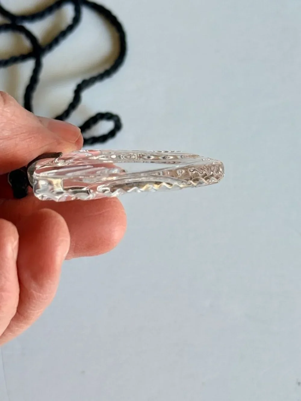Vintage Waterford Crystal Heart Pendant Necklace with Black Cord RopeREAD